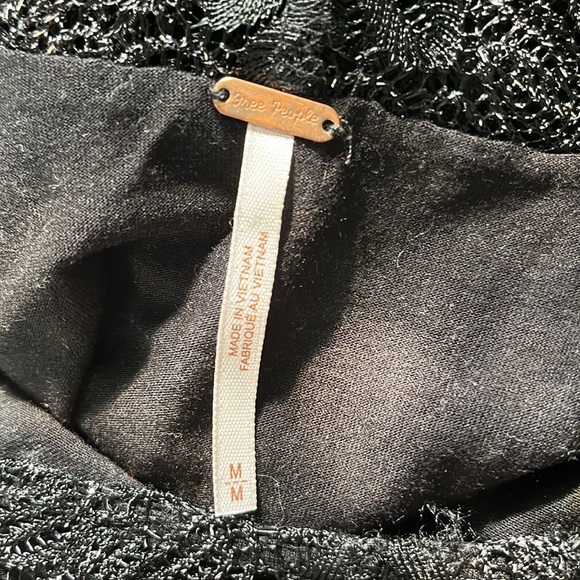 Free People Foiled Again Black Metallic Treaded Lace Bodycon Dress Black Size M - Picture 11 of 12